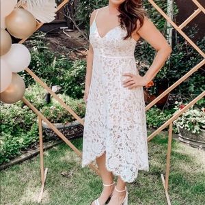 Lulus One Wish White Lace Midi Dress XS